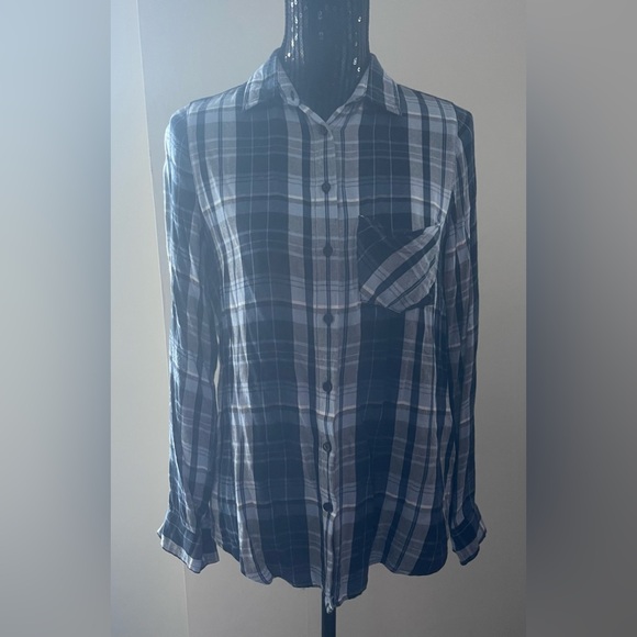 Brody Myles Blue Plaid Rayon Shirt Size Small - Picture 1 of 15